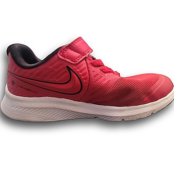 Nike Little Kid Star Runner 2.0 Red Sneakers Shoes Size 11C Black Swoosh Logo - Picture 9 of 14